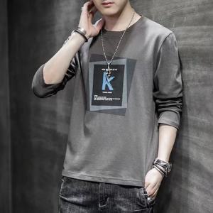 긴팔 아이스 실크 티셔츠 남성 작업복 자동차 정비 유니폼 여름 자외선 차단 라운드넥 패셔너블 통근 기하학 무늬 프린트