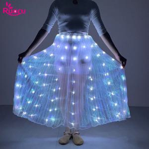 루루 LED 스커트 여성 벨리댄스 라이트업 스커트 롱 튜튜 소녀 페스티벌 레이브 액세서리 댄스 라이트업 소품 카니발