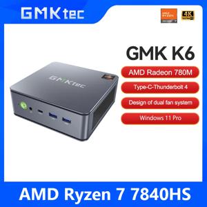 GMKtec 미니 PC GMK K6 AMD R7-7840HS NUCBOX 듀얼 팬 시스템 디자인 윈도우 11 Pro AMD 라데온 ™   780M T 유형-C 썬더볼트 4.0