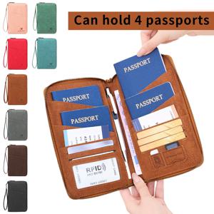 새로운 대용량 RFID 자기장 방지 지퍼형 다기능 여권 홀더, 문서 및 티켓 수납용 여행 지갑