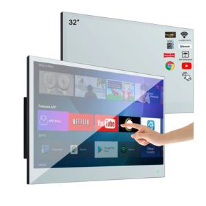 Souria 32 인치 스마트 미러 터치 스크린 FHD LED TV 방수 매직 안드로이드 블루투스 DTV 튜너 욕실 스파 주방