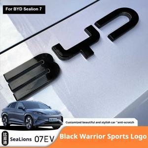 BYD 시리온 7 EV 자동차 블랙 프론트 엠블럼 블랙 워리어 리어 배지 개조 커버 스타일 테일 로고 블랙아웃 자동차 배지