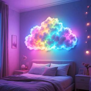 DIY 3D 천둥 구름 LED 장식 조명 키트, USB 전원 사운드 활성화 구름 천장 무드등 (침실 및 게임룸 장식용)