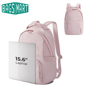 BAGSMART 여학생용 방수 나일론 대형 노트북 백팩 가벼운 심플한 대학 여행용 스쿨백
