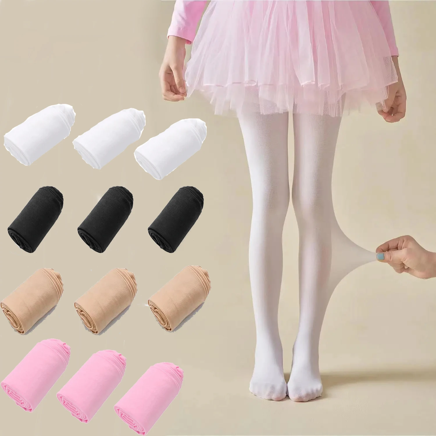 3PCS 학생 소녀 발레 타이트 팬츠 슈퍼 소프트 어린이 댄스 롱 삭스 공주님 아이들 학교용 탄력 레깅스 팬티호스 ﻿