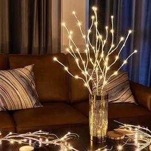 LED 화이트 버치 가지 장식 조명 크리스마스 트리 가지 요정 가랜드 조명 파티 웨딩 장식 가지형 디너 테이블 램프