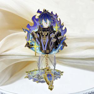 Genshin Impact Kyryll Chudomirovich Flins 코스프레 배지 애니메이션 라이트키퍼스 Flins 금속 브로치 핀 할로윈 파티 소품 팬