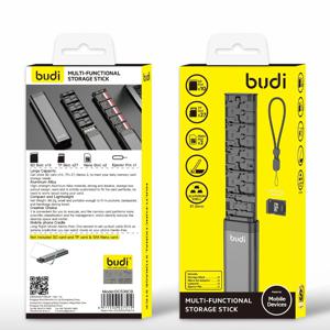 BUDI 다기능 스토리지 스틱 SD TF SIM 카드 슬롯 이젝터 핀 포함 충격 방지 메모리 카드 보관함 보호 홀더
