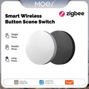 MOES Tuya ZigBee 스마트 키 스위치 모바일 설정 무선 원격 키 컨트롤러 멀티 장면 연결 스마트 스위치 배터리 구동