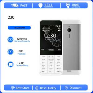 리퍼비시된 오리지널 230 2G 듀얼심 언락 GSM 900/1800 블루투스 휴대폰 러시아어 아랍어 히브리어 키보드 핀란드 제조