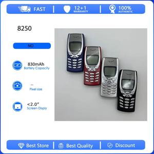 리퍼비시된 오리지널 8250 2G 언락 GSM 900/1800 휴대폰 러시아어 아랍어 히브리어 키보드 핀란드 제조