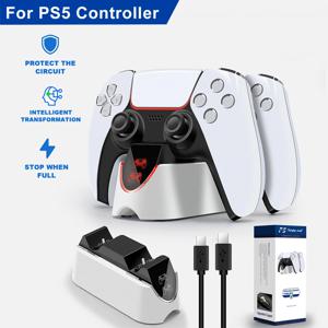 PS5 컨트롤러용 듀얼 고속 충전기 충전 스테이션 충전 크래들 도크 스테이션 LED 표시등 포함