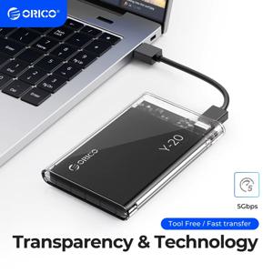 오리코 2.5인치 외장 하드 드라이브 케이스 USB 3.0 to SATA III 공구 없이 설치 가능한 투명 하드 디스크 케이스 (2.5인치 7mm 9.5mm SATA HDD SSD용)