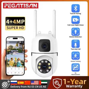 8MP HD Wifi 감시 PTZ 카메라 야외 4K 듀얼 렌즈 듀얼 스크린 인간 감지 IP 보안 보호 카메라 CCTV 비디오