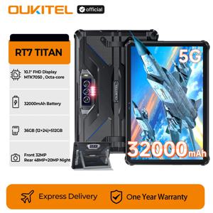 OUKITEL RT7 TITAN 5G 러기드 태블릿 32000mAh 배터리 24GB+512GB 디멘시티 7050 옥타 코어 IP68/IP69K 방수 48MP 야간 투시 기능