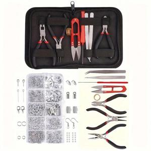 1세트/1박스 디럭스 주얼리 제작 스타터 키트, 종합적인 귀걸이, 목걸이 부품, 주얼리 수리용 DIY 플라이어 도구 세트