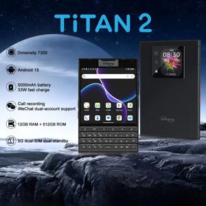 유니허츠 타이탄 2 QWERTY 물리 키보드 스마트폰 5G 4.5인치 12GB 512GB 5050mAh 33W 50MP 카메라 디멘시티 7300 안드로이드 15 NFC