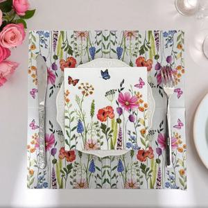 10/20pcs 33*33cm 2 레이어 수채화 꽃 나비 인쇄 냅킨 파티 장식 일회용 테이블 매트 DIY 데쿠파주 종이