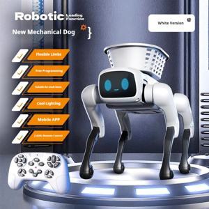 2026년형 새로운 AI 지능형 스마트 로봇 강아지, 리모컨 조종 장난감, 프로그래밍 가능, 로딩 바스켓 포함, 남자아이 생일 축제 선물