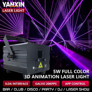 6W RGB 애니메이션 레이저 라이트 프로젝터 ILDA DMX 3D 스캐너 DJ 무대 웨딩 바 디스코 클럽 파티 IOS 안드로이드 블루투스 컨트롤