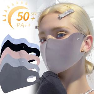 여름철 자외선 차단 페이스 마스크 3D 통기성 세탁 가능 아이스 실크 게이터, UV 차단 넥 커버 포함, 야외 활동용
