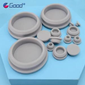 회색 고온 저항성 T형 실리콘 고무 홀 캡 2.5mm~30mm 스냅온 블랭킹 엔드 씰 스토퍼