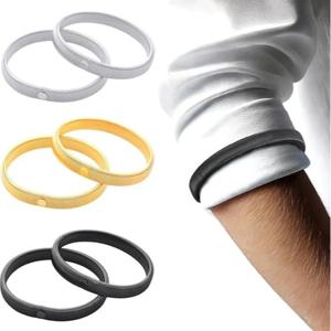 암 커프스 링 미끄럼 방지 탄성 조절 가능 금속 손목 밴드 셔츠 소매 커버 슬리브 액세서리 남녀 공용 2개 세트