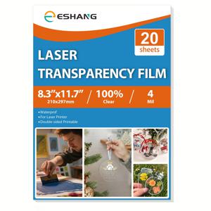 20매 A4 레이저 투명 필름, 레이저 프린터용 투명 용지, 클리어 오버헤드 프로젝터 필름