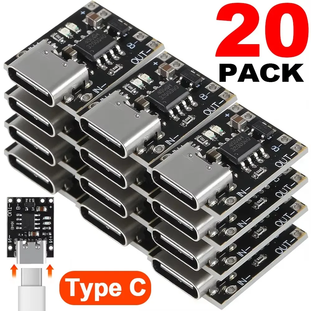 1-20Pcs TP4056 3.7V 리튬 배터리 충전 방전 보드(보호 기능 포함) Type-C USB Type C 리튬 이온 배터리 충전 보드