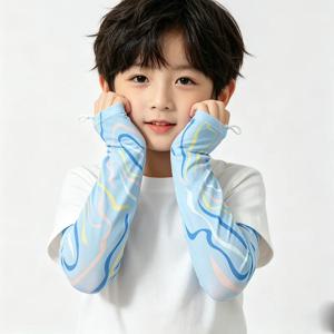 아동용 통기성 조절 가능 커프스 미끄럼 방지 스포츠 암 슬리브, 어린이 자외선 차단 여름 러닝 암 커버