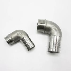BSPT 외부 나사산 90도 304 스테인리스 스틸 6 8 10 12 14 15-50mm 바브 호스 엘보 파이프 피팅 커넥터 1/4 