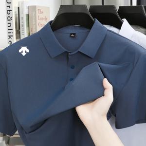 브랜드 아이스 실크 반팔 남성용 프린트 폴로 셔츠 패션 스포츠 탑 여름 편안한 통기성 레저 하이 엔드 티셔츠