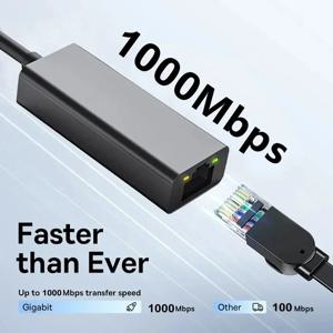 1000Mbps USB 유형 C 이더넷 어댑터 MacBook PC 용 RJ45 네트워크 카드 Windows XP 7 Android 고속 인터넷 케이블 LAN