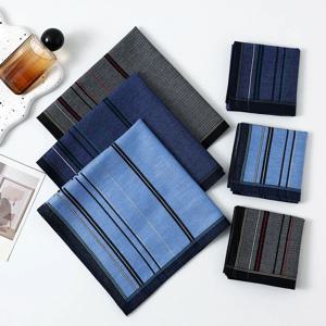 3/6Pcs 향수를 불러일으키는 격자 무늬 염색 면 손수건 남성용 격자 무늬 여름 얇은 포켓 타월 땀 43cm