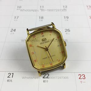 갈매기 팔각형 수동 기계식 시계, 노란색 케이스 노란색 다이얼 28mm 오리지널 톈진 시계 공장 재고
