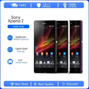 소니 엑스페리아 Z 리퍼브 정품 언락 휴대폰, 3G 4G 휴대폰, 5.0 쿼드 코어, 16GB 2GB RAM, 1080P LTE NFC 스마트폰, C6602, C6603