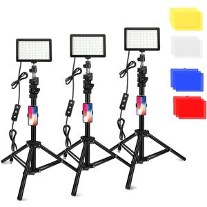 LED 사진 비디오 라이트 패널 조명 사진 스튜디오 램프 키트 삼각대 전화 스탠드 RGB 필터로 라이브 스트리밍 촬영