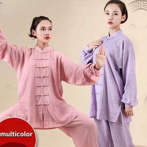 태극권 유니폼 코튼 린넨 Taijiquan 연습 중국어 번체 슈트 무술 무술 야외 산책 아침 Sprots
