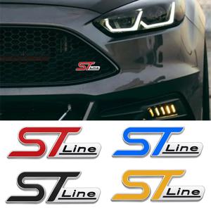 3D 금속 ST 라인 헤드 전면 그릴 자동차 엠블럼 배지 크롬 스티커 포드 ST 포커스 x 2 3 Kuga FIESTA MONDEO 자동차 자동차 스타일링