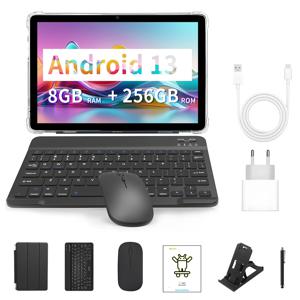 BDF 태블릿 10.1인치 4G LTE 심 카드 옥타 코어 8GB 램 256GB 롬 태블릿 2.4G/5G 와이파이 안드로이드 13 심 카드 태블릿 PC