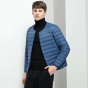 남성용 라이너 덕 다운 재킷, O-넥 가변 V-넥 2023, 따뜻한 칼라 없는 초경량 퀼트 푸퍼 코트, 겨울 신상