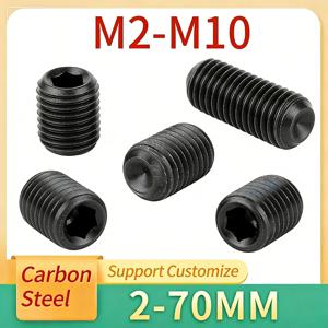 10개/세트 M2 M2.5 M3 M4 M5 M6 M8 M10 헤드리스 컵 포인트 세트 스크류 12.9급 탄소강 육각 소켓 세트 스크류 맞춤 제작 지원