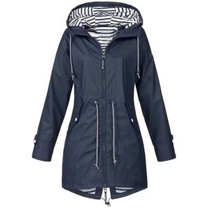 여성용 방수 비옷 캐주얼 기본 야외 트렌치 경량 Drawstring 자켓 여성용 하이킹 의류