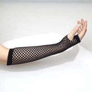 블랙 네온 Fishnet 핑거리스 롱 장갑 팔 커프 파티 착용 여성을위한 멋진 드레스 섹시한 여자 펑크 고스 댄스 파티 메쉬 장갑