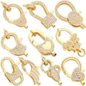 Juya 18K 리얼 골드 도금 액세서리 DIY 바느질 비즈 진주 보석 만들기 패스너 클로저 랍스터 잠금 걸쇠 용품