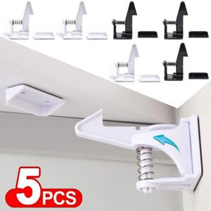 1-5PCS 보이지 않는 서랍 잠금 후크 스프링 서랍 잠금 어린이 방지 핀치 안전 잠금 서랍 캐비닛 잠금 보호 도구
