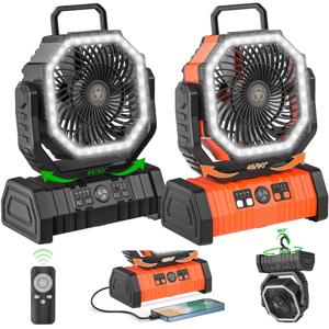 XIAOTREE 캠핑 팬 20000mAh 배터리 구동 팬 LED 조명으로 충전식 휴대용 야외 텐트 팬(걸이용 후크 포함)