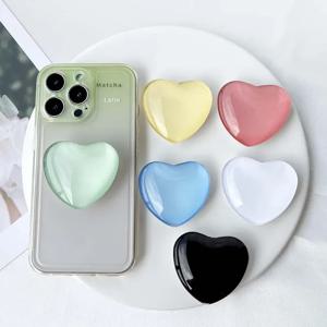 귀여운 3D 광택 하트 모양 핸드폰 거치대 핑거 그립톡 브래킷 (아이폰 17Pro, 삼성 범용, 접이식 스탠드 그립톡 포소켓)