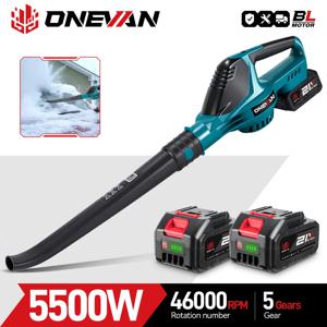 ONEVAN 5500W 무브러시 전기 에어 블로워 46000RPM 무선 낙엽 먼지 눈 제거 클린 파워 툴 (마키타 18V 배터리 핀용)