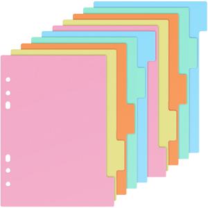 10 Pcs 디바이더 인덱스 보드 카드 디바이더 탭이있는 파일 폴더 바인더 A5 노트북 문구 용품 용 클립 용 귀여운 주제